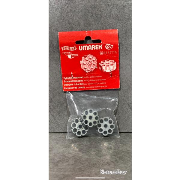 Lot de 3 barillets UMAREX pour pistolets Walther, Beretta, Colt, Desert Eagle, etc... Calibre 4,5 mm