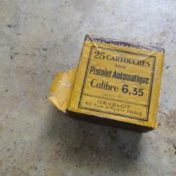 boite 6.35 percées 25 acp munitions neutra neutralisées percutées Gevelot  mixte 25 ancienne