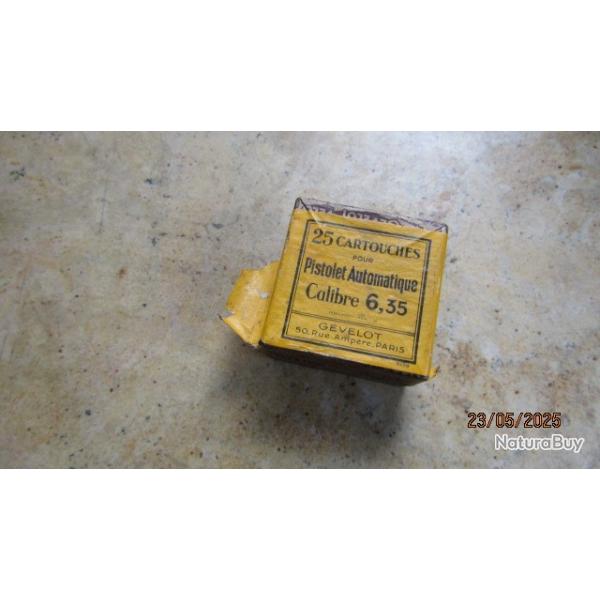 boite 6.35 perces 25 acp munitions neutra neutralises percutes Gevelot  mixte 25 ancienne