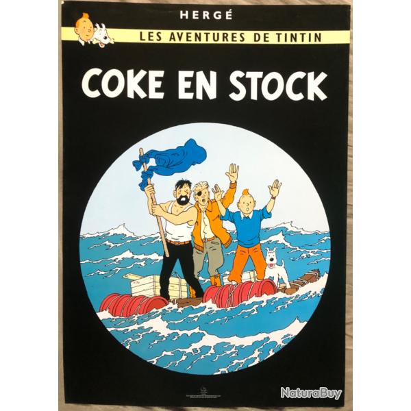 Affiche, poster,  TINTIN COKE EN STOCK.  43 x 61 cm