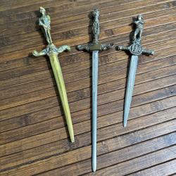 LOT DE 3 OUVRE LETTRE VINTAGE ANNÉE 60 - NAPOLEON - CHEVALIER EN ARMURE - FEMME DÉNUDÉE