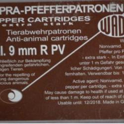 CARTOUCHES 9MM/380 PV SUPRA PEPPER GAZ X10