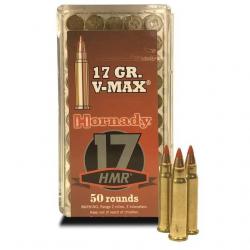 Munitions HORNADY calibre 17 HMR V-MAX 265gr - 17gr x50