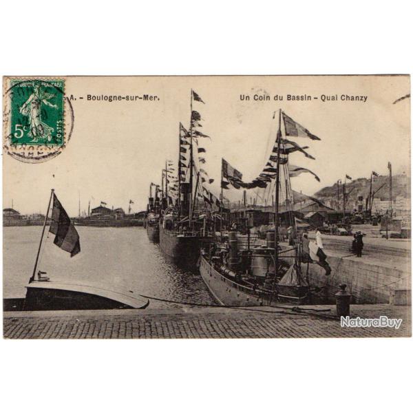CPA - BOULOGNE SUR MER - Un Coin du Bassin , Quai Chanzy N1405