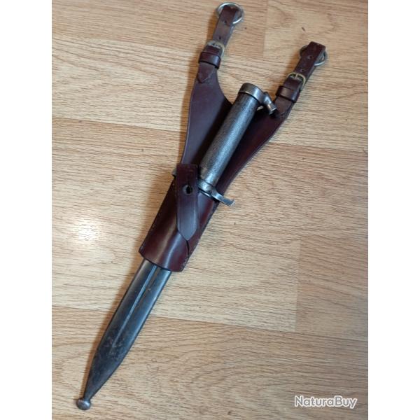 Rare baonnette Sudoise 1896 avec porte fourreau de cavalerie.
