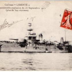 CPA - Marine Militaire Française -Cuirasse "LIBERTÉ "Détruit par l'épouvantable l'explosion N°917