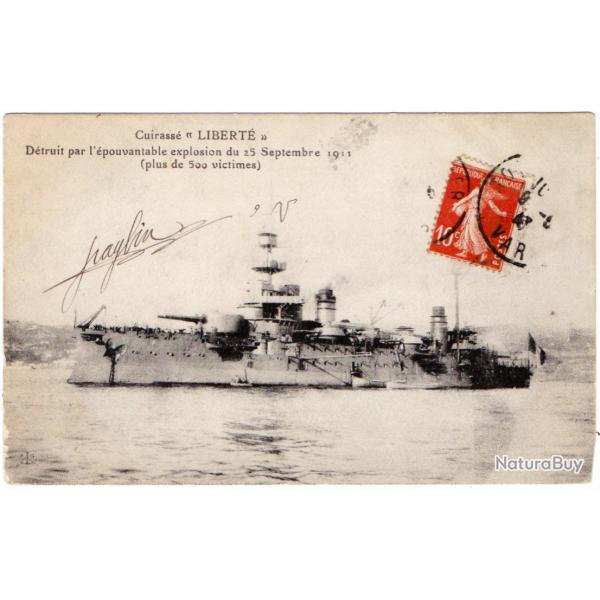 CPA - Marine Militaire Franaise -Cuirasse "LIBERT "Dtruit par l'pouvantable l'explosion N917