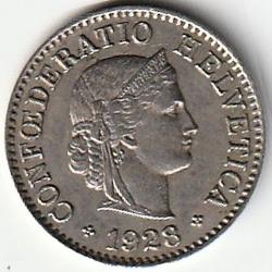 Pièce de Monnaie Suisse 5 centimes Tête de Libertas 1928