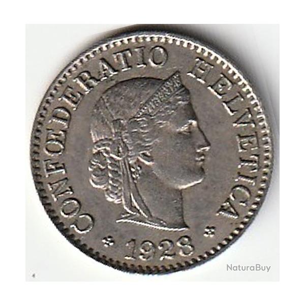 Pice de Monnaie Suisse 5 centimes Tte de Libertas 1928