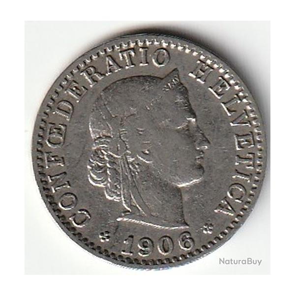 Pice de Monnaie Suisse 20 centimes Tte de Libertas 1906
