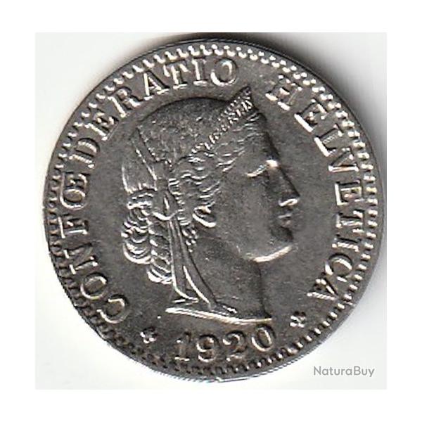 Pice de Monnaie Suisse 20 centimes Tte de Libertas 1920