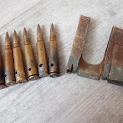 Lot de 6 Munitions neutralisées + lame chargeur pour Rubin Schmidt 7,5 suisse