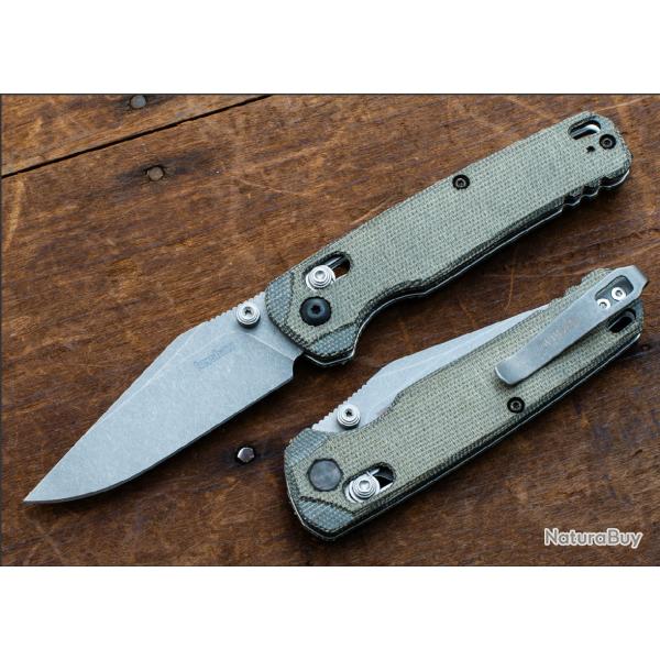 Couteau Kershaw Bel Air Green Lame Acier CPM-MagnaCut Manche Micarta DuraLock Clip Made USA KS6106 -