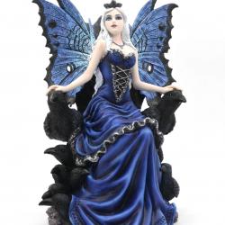 Statuette Fée  Bleu avec corbeaux de 28 cm