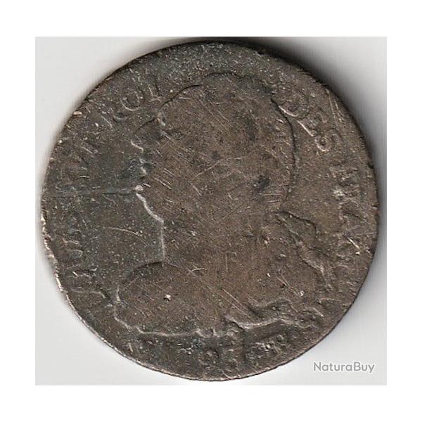 Monnaie France LOUIS XVI  2 sols dit "au faisceau", type FRANAIS 1793 Strasbourg