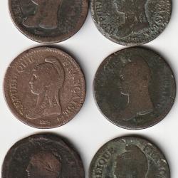 Monnaie Française lot De 6 Pièces De un Décimes Dupré a identifier