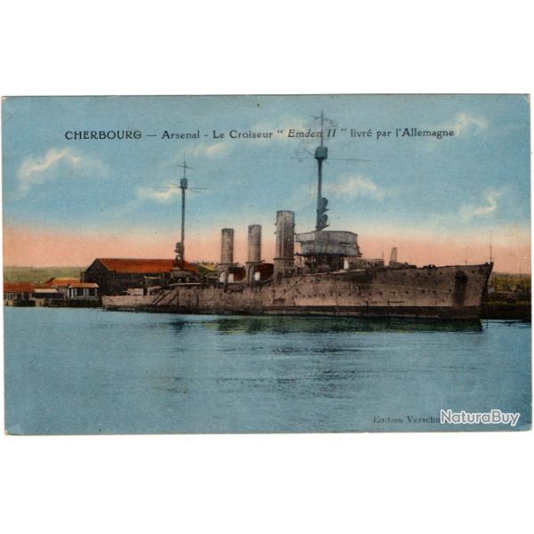 CPA -Marine Militaire-CHERBOURG-Arsenal-Le Croiseur "EmdenII" livre par l'Allemagne -N230