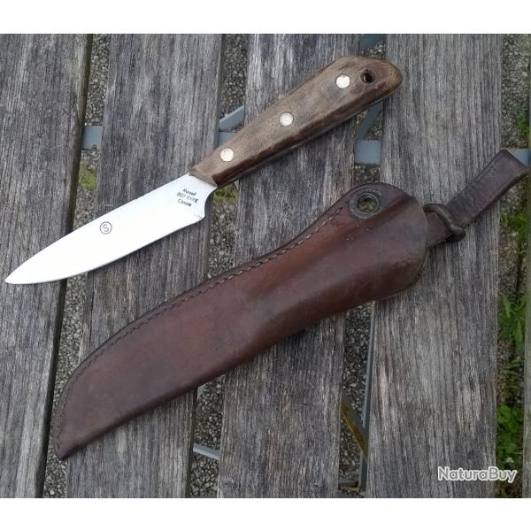 VINTAGE ANNES 70/80 COUTEAU DE CHASSE RUSSEL BELT KNIFE CANADA / LAME INOX / ETAT D USAGE