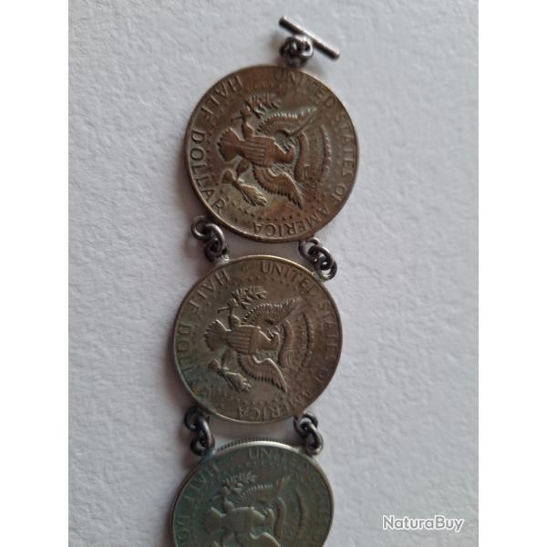 BRACELET DE PIECES HALF DOLLAR KENNEDY