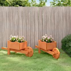 Jardinières brouette 2 pcs 47x15x19 cm bois de sapin massif