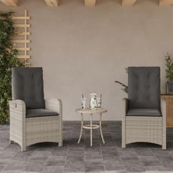 Chaises inclinables jardin lot de 2 et coussins résine tressée