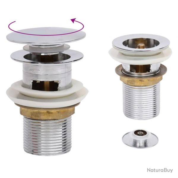 Drain  poussoir avec dbordement Chrome 6,4x6,4x9,1 cm