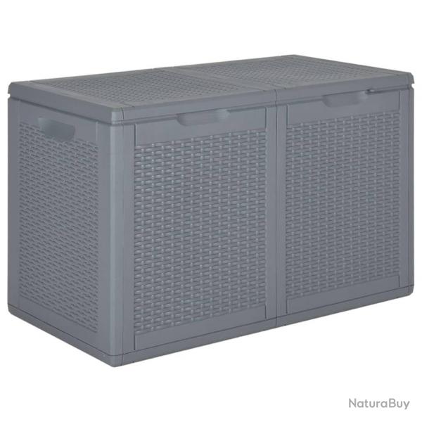 Bote de rangement de jardin gris PP rotin 180 L