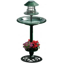 Bain d'oiseau à énergie Solaire 2-en-1 avec LED Intégrée et Jardinière - 90 cm