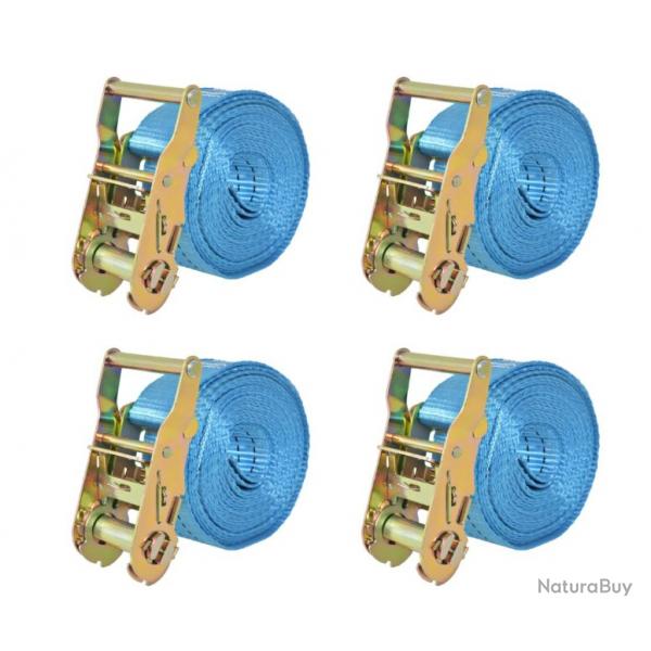 Sangles d'arrimage bleues 6 m x 38 mm en polyester - Lot de 4 scurit voiture remorque