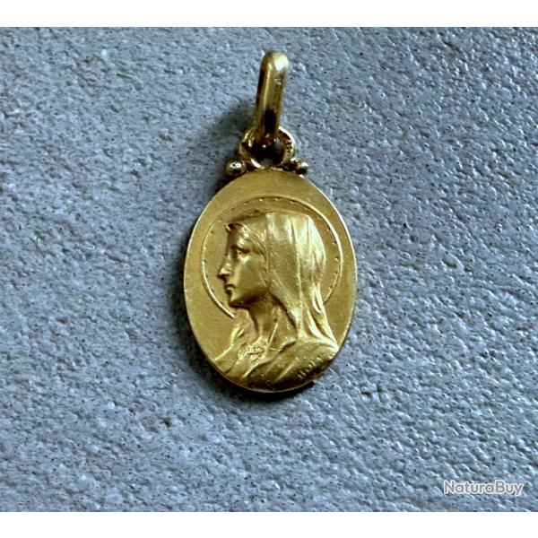 Petite mdaille or massif 18 carats - chrtien - pendentif religieux - Marie