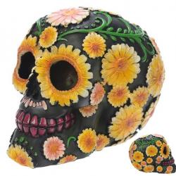 Crâne tête de mort Jour des Mort Fleur Jaune