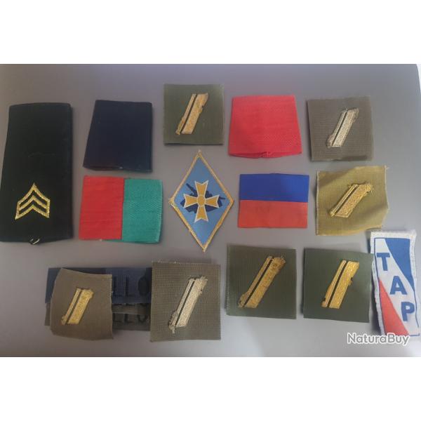 Lot insignes tissu franais passants paules grades