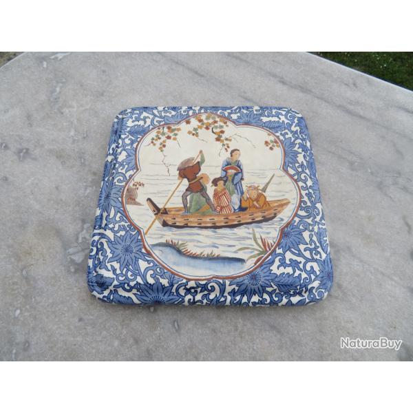 Ancien grand dessous de plat en faence de Gien  Dcor Asiatique/Japonisant - FRANCE (XIX-XX)