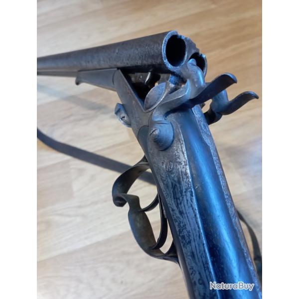 Fusil de chasse juxtapos  broches, systme Lefaucheux Cal 16/65.