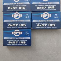 Lot 5 boîtes de 20 Cartouches neuves PPU 8x57 IRS