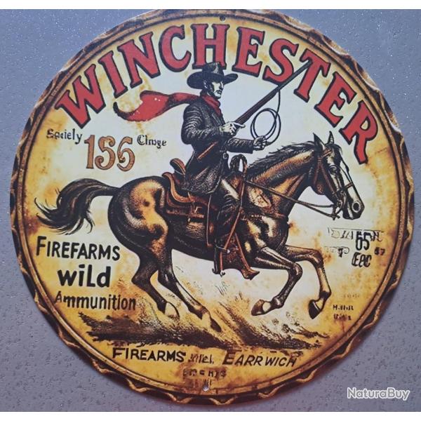 plaque decoration en alu panneau vintage WINCHESTER cheval REF 36 chasse