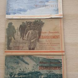 3 anciens livrets photos souvenirs du débarquement Normandie immédiat après guerre