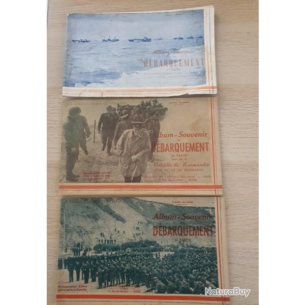 3 anciens livrets photos souvenirs du dbarquement Normandie immdiat aprs guerre