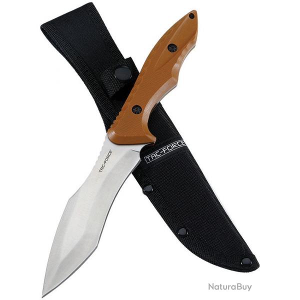 Couteau Tactique Tac Force Lame Fixe Acier 3Cr13MoV SW Manche Brown G10 tui Nylon TFFIX120BN