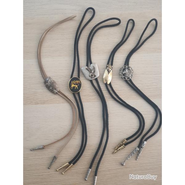 Lot 5 cravates Bolo chasse quitation Bolo ties western