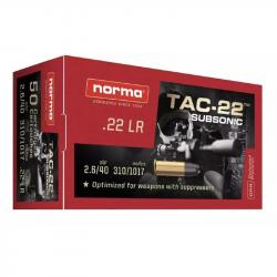 BOITE DE 50 CARTOUCHES NORMA TAC-22 SUBSONIC CAL.22LR HP 40GR