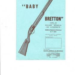 notice + éclaté fusil BABY BRETTON SPRINT - VENDU PAR JEPERCUTE (m2439)
