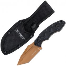 Couteau Tactique Tac Force Lame Fixe Tanto Acier 3Cr13MoV Bronze Manche & Étui Nylon TFFIX121BNZ
