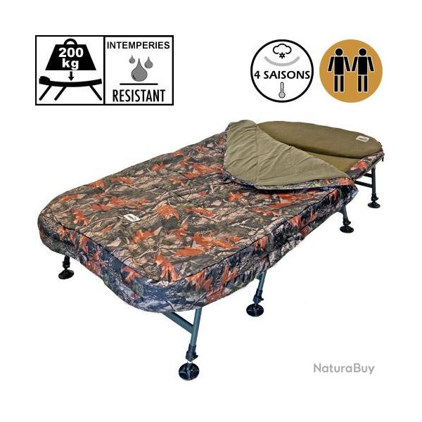 Bed Chair Carp Design Camo Line 2 places 8 pieds 4 Saisons