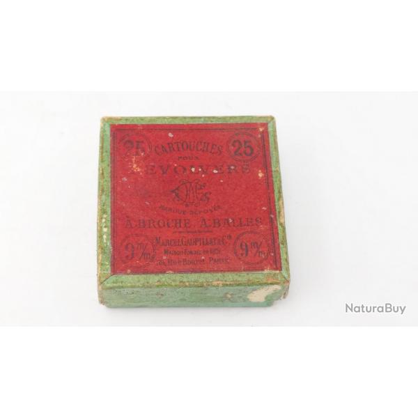 ANCIENNE BOITE MUNITIONS CALIBRE 9MM A BROCHE Poudre Noire X 25 CARTOUCHES MARCEL GOUPILLAT ET CIE F
