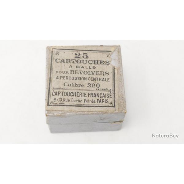 ANCIENNE BOITE MUNITIONS CALIBRE 320 BULLDOG Poudre Noire X 25 CARTOUCHES SFM GEVELOT & GOUPILLAT Fr