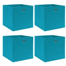 Boîtes de rangement pliables en tissu bleu azuré 32x32x32 cm - Lot de 4