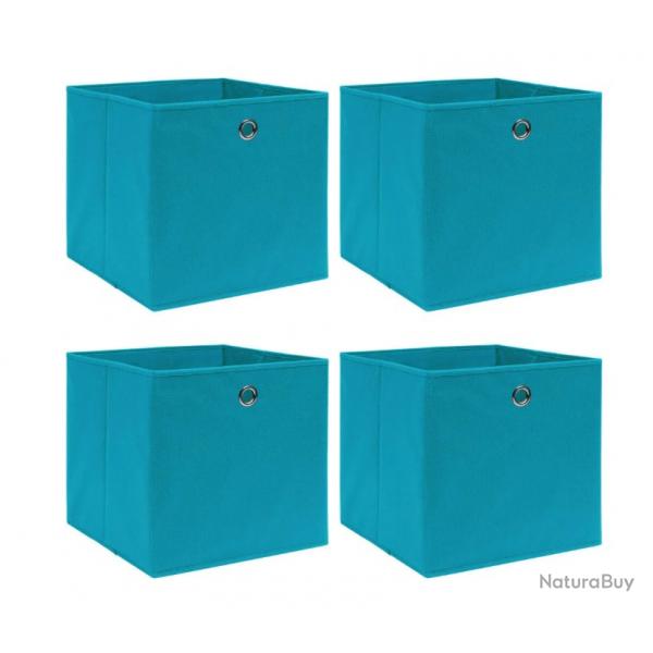 Botes de rangement pliables en tissu bleu azur 32x32x32 cm - Lot de 4