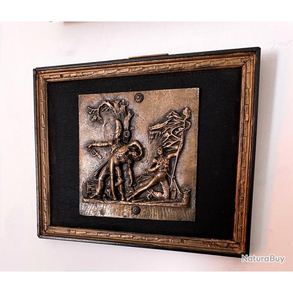Bas relief en bronze patin bataille de Waterloo