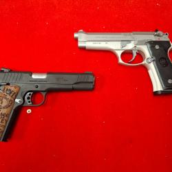 DUO /// BERETTA 92 FS INOX CAL. 9X19 + TAURUS PT1911 BLACK CAL. 9X19 + 50 BALLES 9X19 OFFERTES